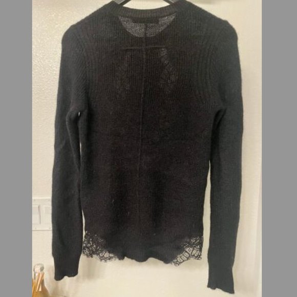 Givenchy Black Mohair Cardigan Sweater with Lace Detail Size S - Picture 2 of 7